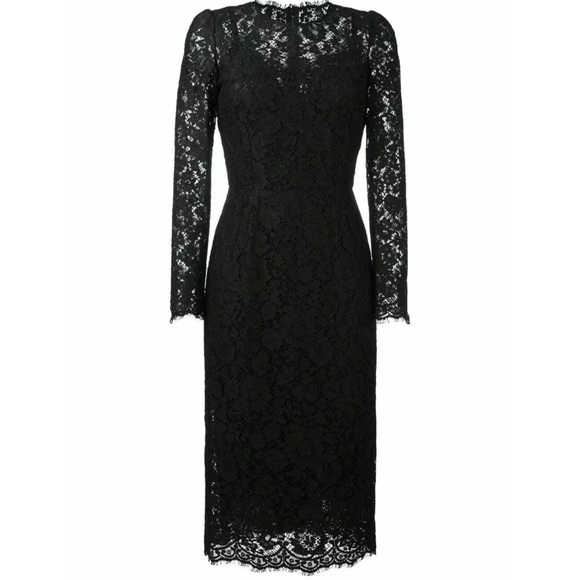 🖤 DOLCE & GABBANA Lace Long Sleeve Dress 46/10 - Picture 2 of 13